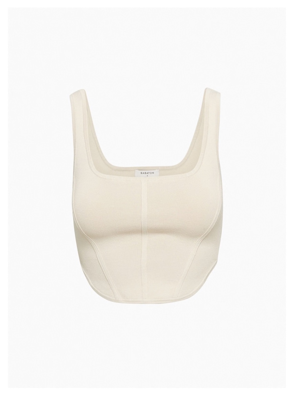 Babaton Ribbed Square-Neck Bustier Top in Cream